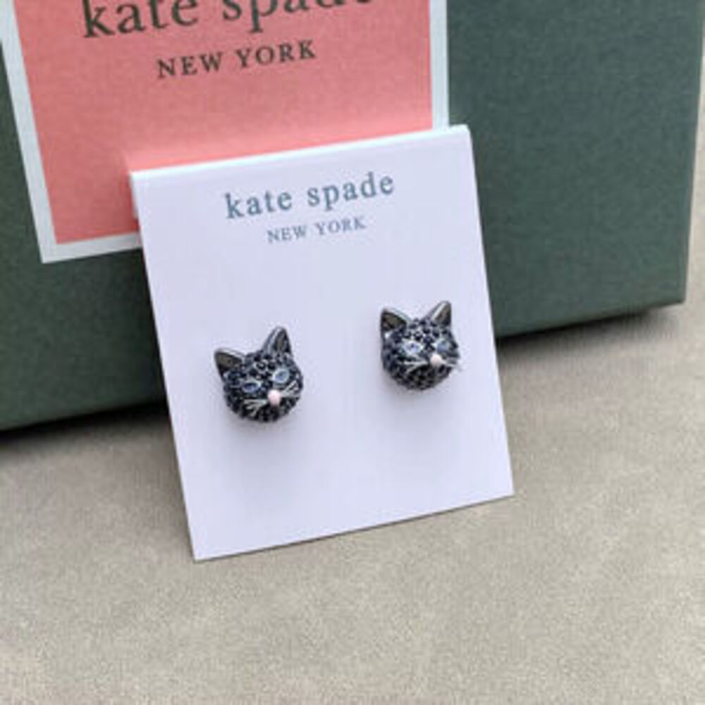 kate spade Cat Zodiac Stud Earrings 925 Silver CZ